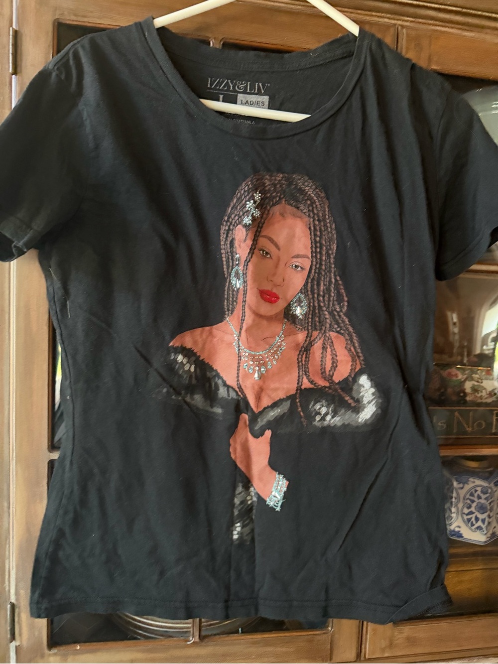 Vivy & Liv Women’s Black Graphic Tee with Portrait Print